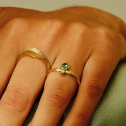 Tomfoolery Emerald and Diamond Tiny Hands Ring Fashion