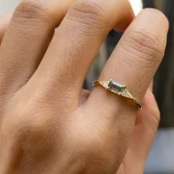Tomfoolery Emerald Cut Green Sapphire Deco Ring Online