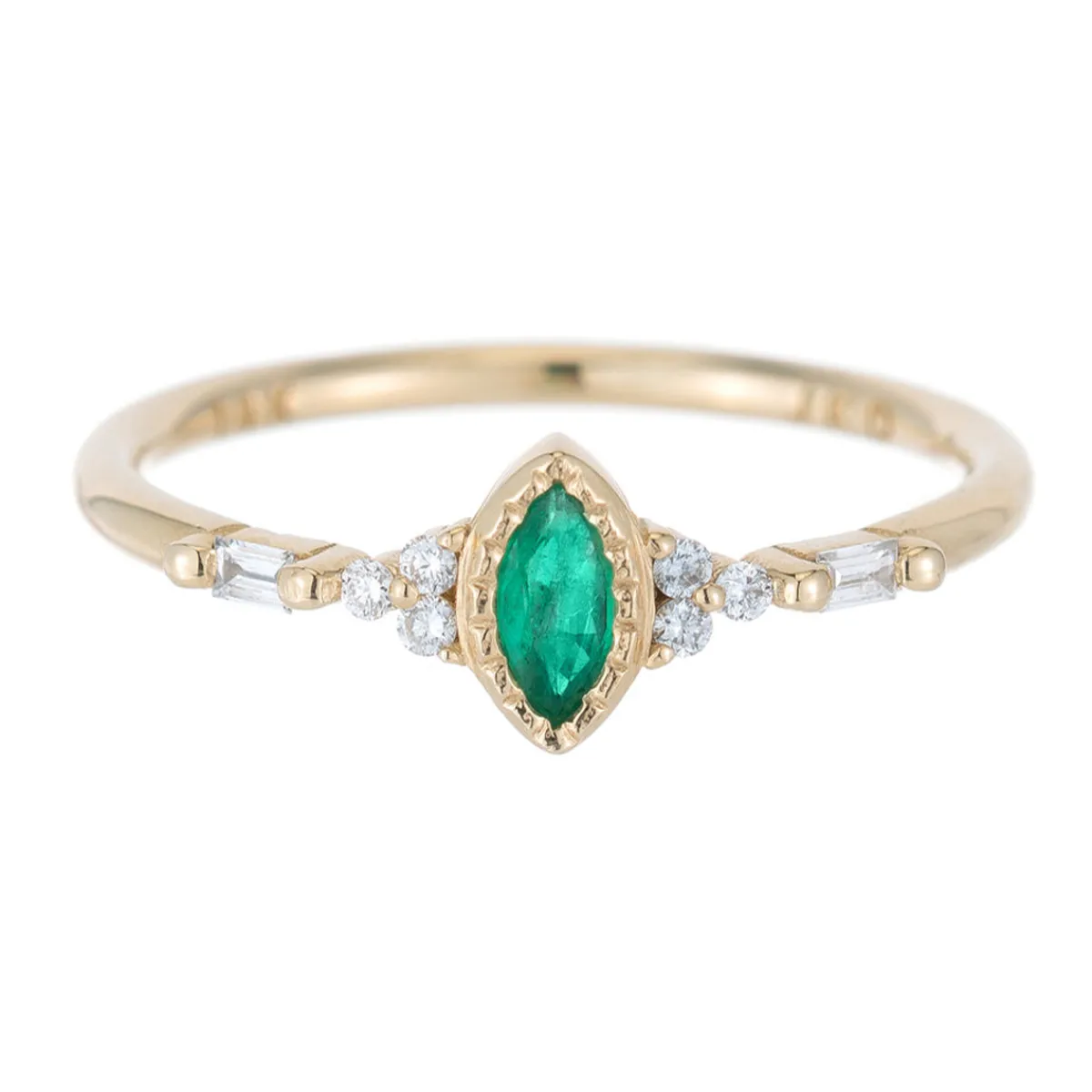 Tomfoolery Emerald Marquise Poeme Ring Clearance