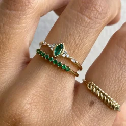 Tomfoolery Emerald Marquise Poeme Ring Clearance