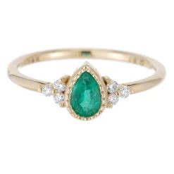 Tomfoolery Emerald Pear Diamond Cluster Ring Online