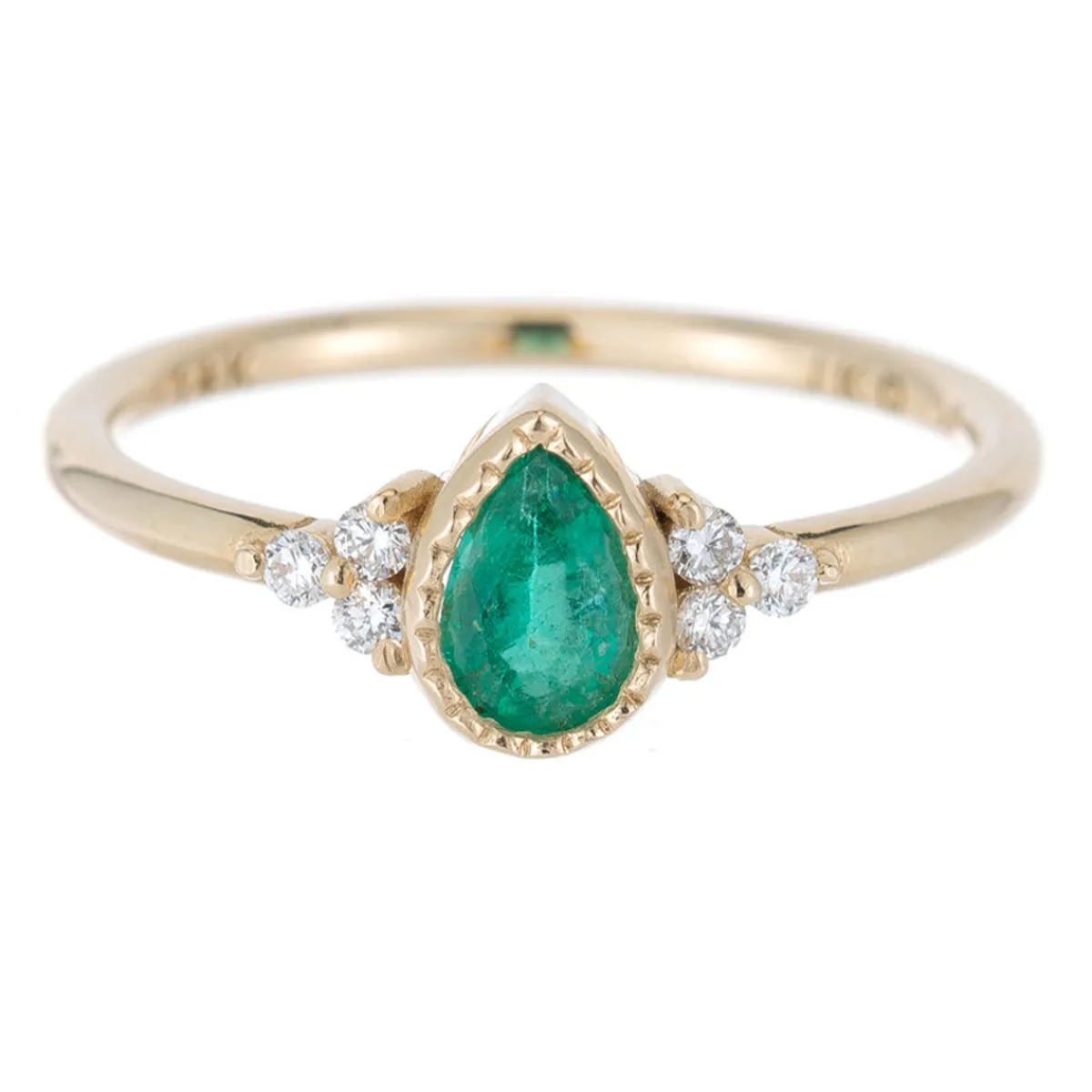 Tomfoolery Emerald Pear Diamond Cluster Ring Online