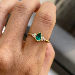 Tomfoolery Emerald Pear Diamond Cluster Ring Online