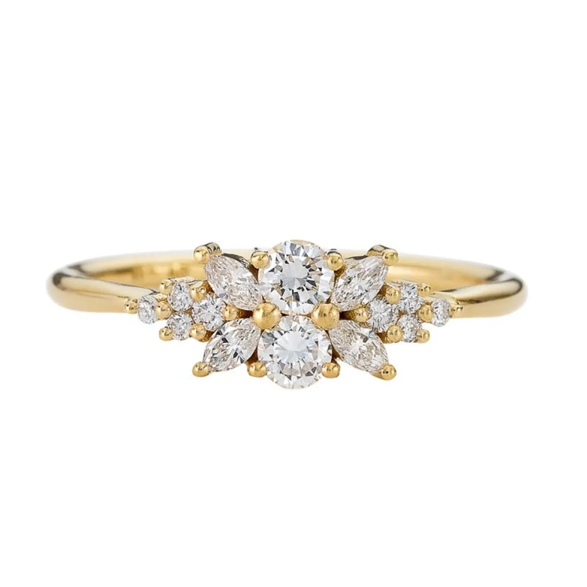 Tomfoolery Engagement Ring with a Cluster of Diamonds – Small Flora Ring Outlet