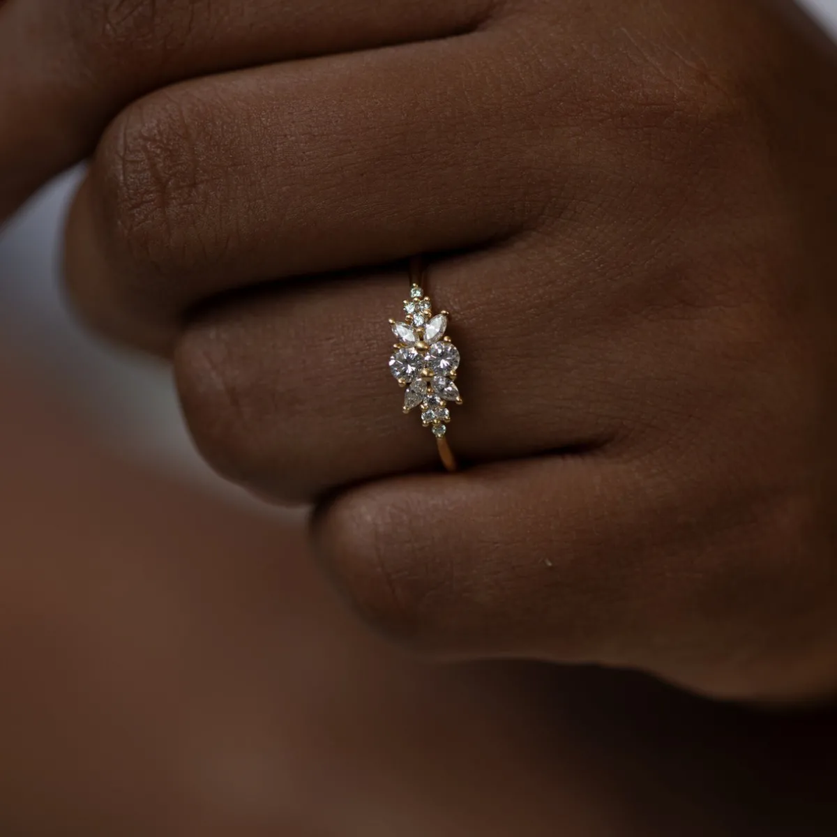 Tomfoolery Engagement Ring with a Cluster of Diamonds – Small Flora Ring Outlet
