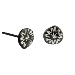 Tomfoolery Engraved Black Silver Studs(Out of Stock) Hot