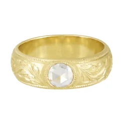 Tomfoolery Engraved Gypsy Band With Rose Cut Diamond Online