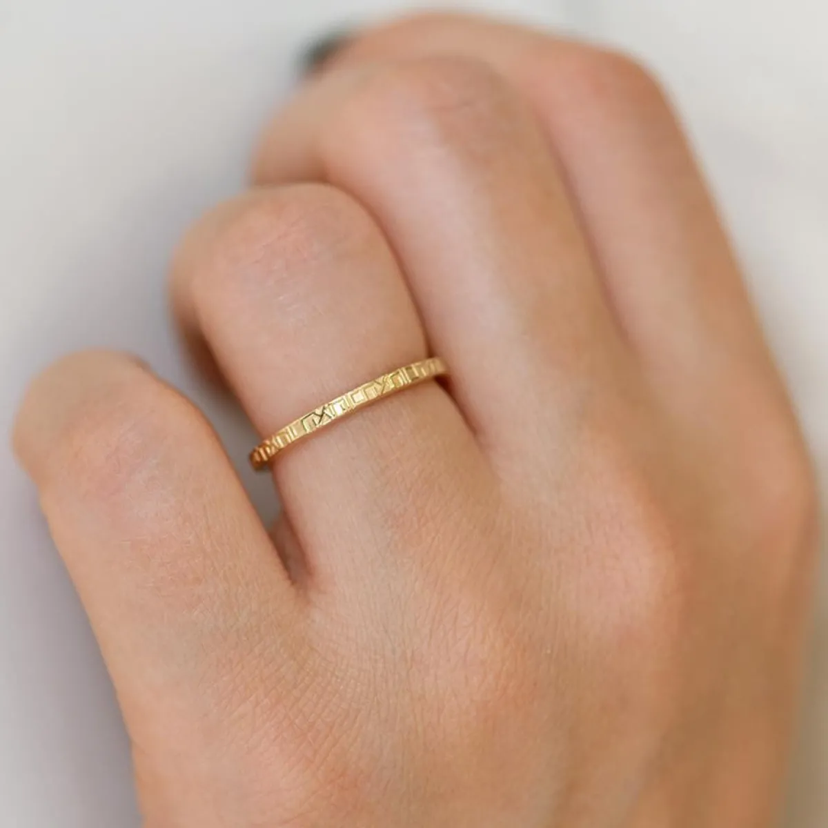 Tomfoolery Engraved Wedding Band – “Loved” in Hebrew Discount