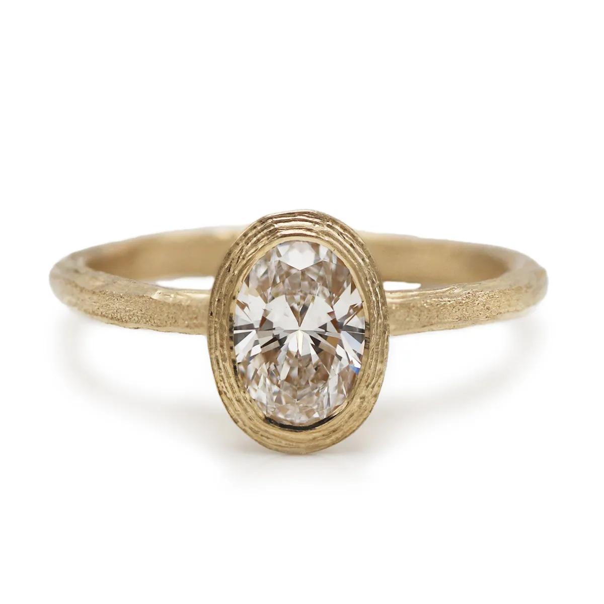 Tomfoolery Etched Oval Lab Grown Diamond Ring Hot