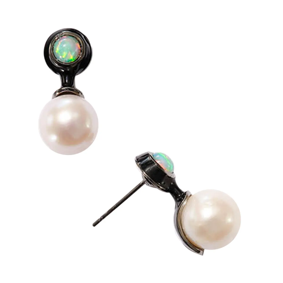 Tomfoolery Ethiopian Opal & Pearl Mini Drop Earrings Online