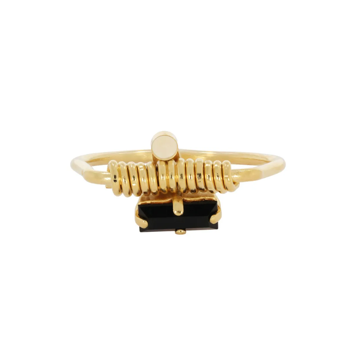 Tomfoolery Ettore Black Baguette & Ivory Dot Ring Clearance