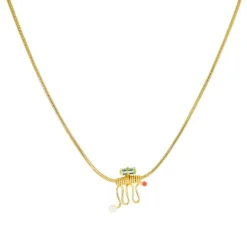 Tomfoolery Ettore Green Baguette & Orange Dot Totem Necklace Best