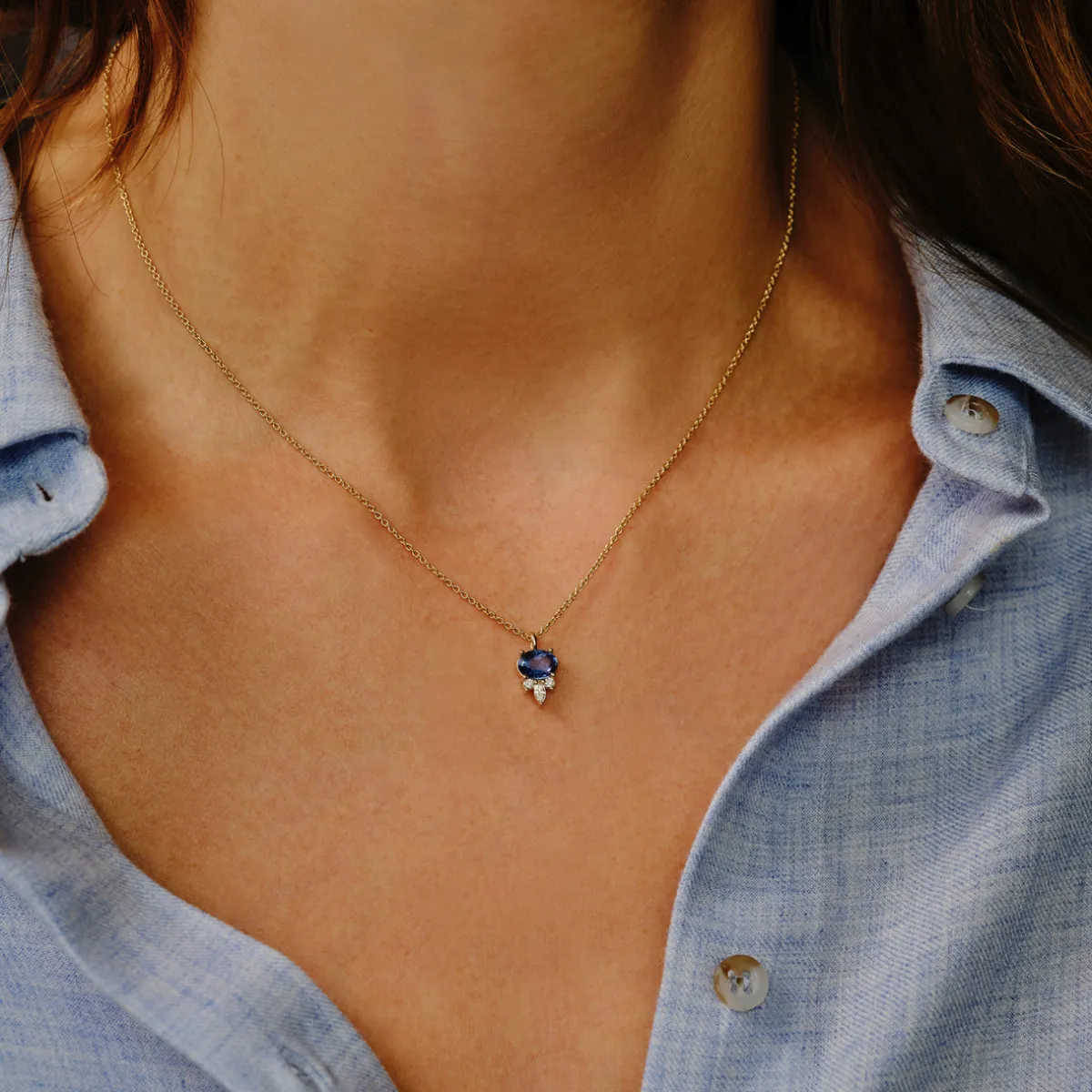 Tomfoolery Eugenie Blue Sapphire & Diamond Pendant Sale