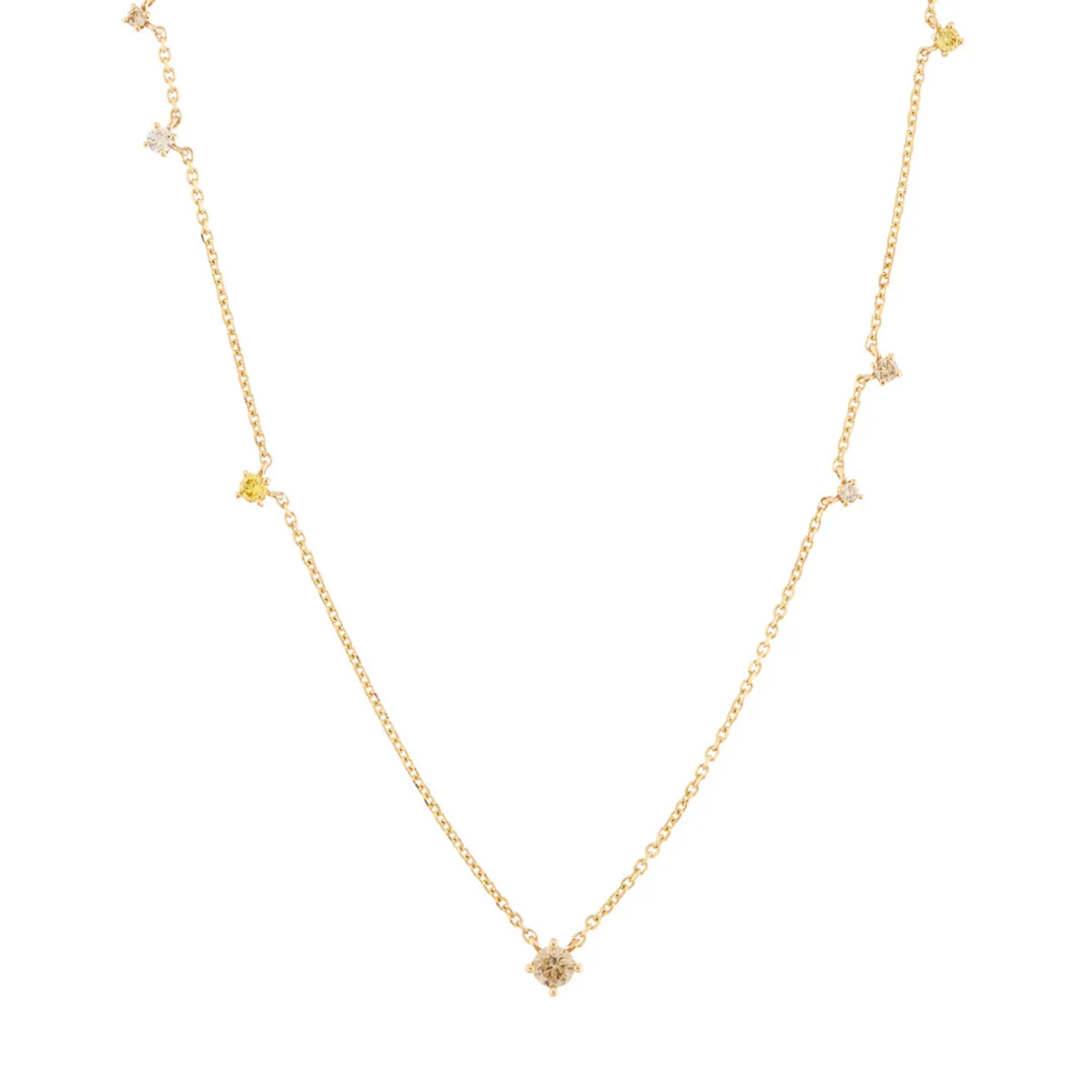Tomfoolery Eugenie Champagne Diamond Scatter Necklace Hot