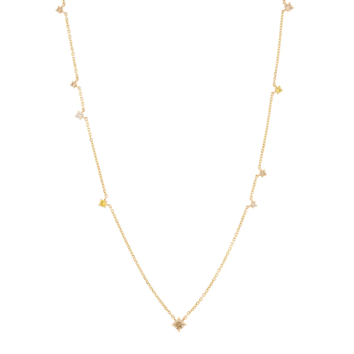 Tomfoolery Eugenie Champagne Diamond Scatter Necklace Hot