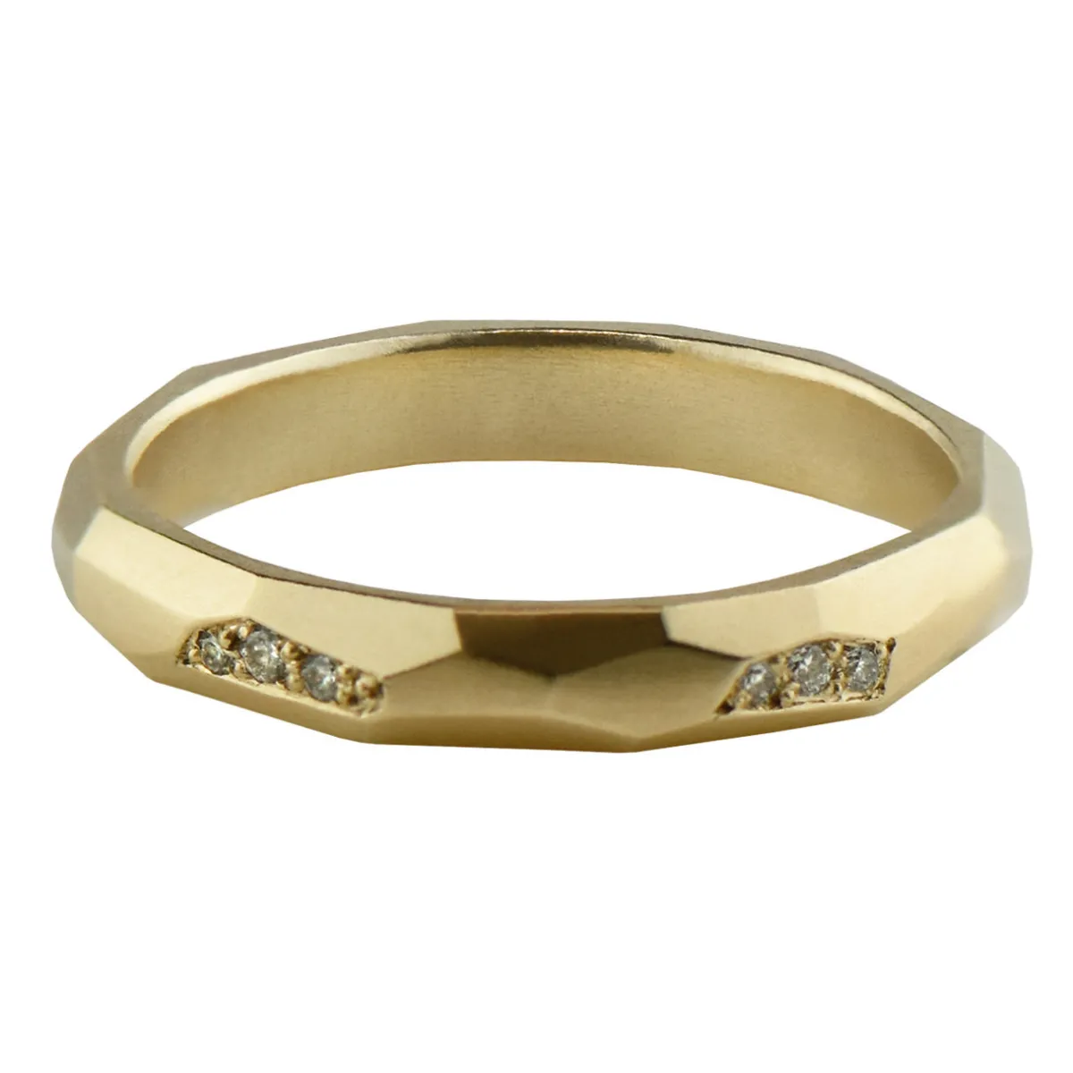 Tomfoolery Faceted 3.5mm Pave Wedding Band New
