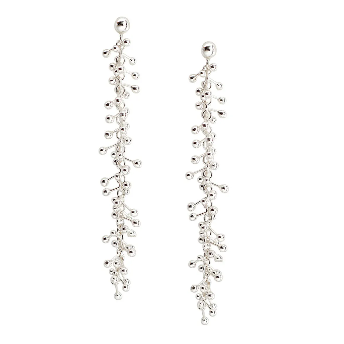 Tomfoolery Fine Silver Long Drop Earrings Hot