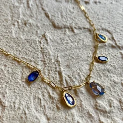 Tomfoolery Five Stone Blue Sapphire Necklace Outlet
