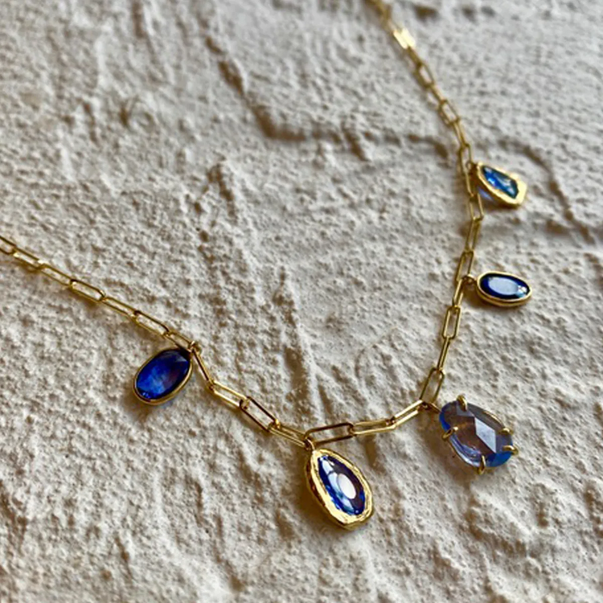 Tomfoolery Five Stone Blue Sapphire Necklace Outlet