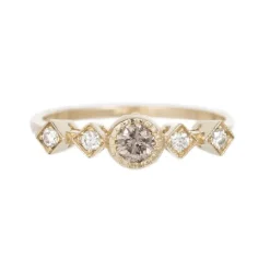 Tomfoolery Five Stone Champagne & White Diamond Echo Ring Clearance