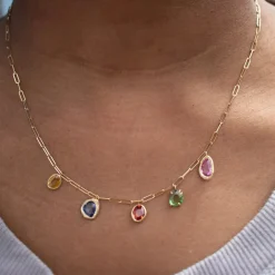 Tomfoolery Five Stone Necklace in Rainbow Sapphires Discount