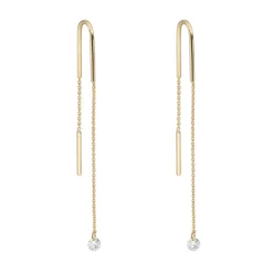 Tomfoolery Floating Diamond Threader Earrings New