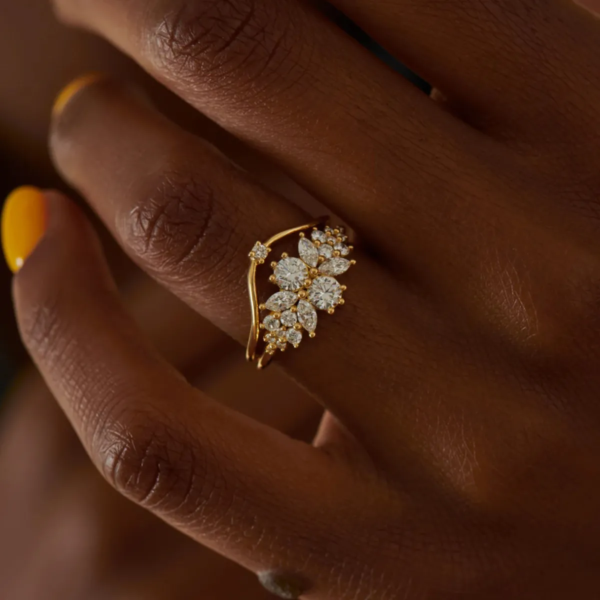 Tomfoolery Flora Cluster Engagement Ring with Round Diamonds Discount