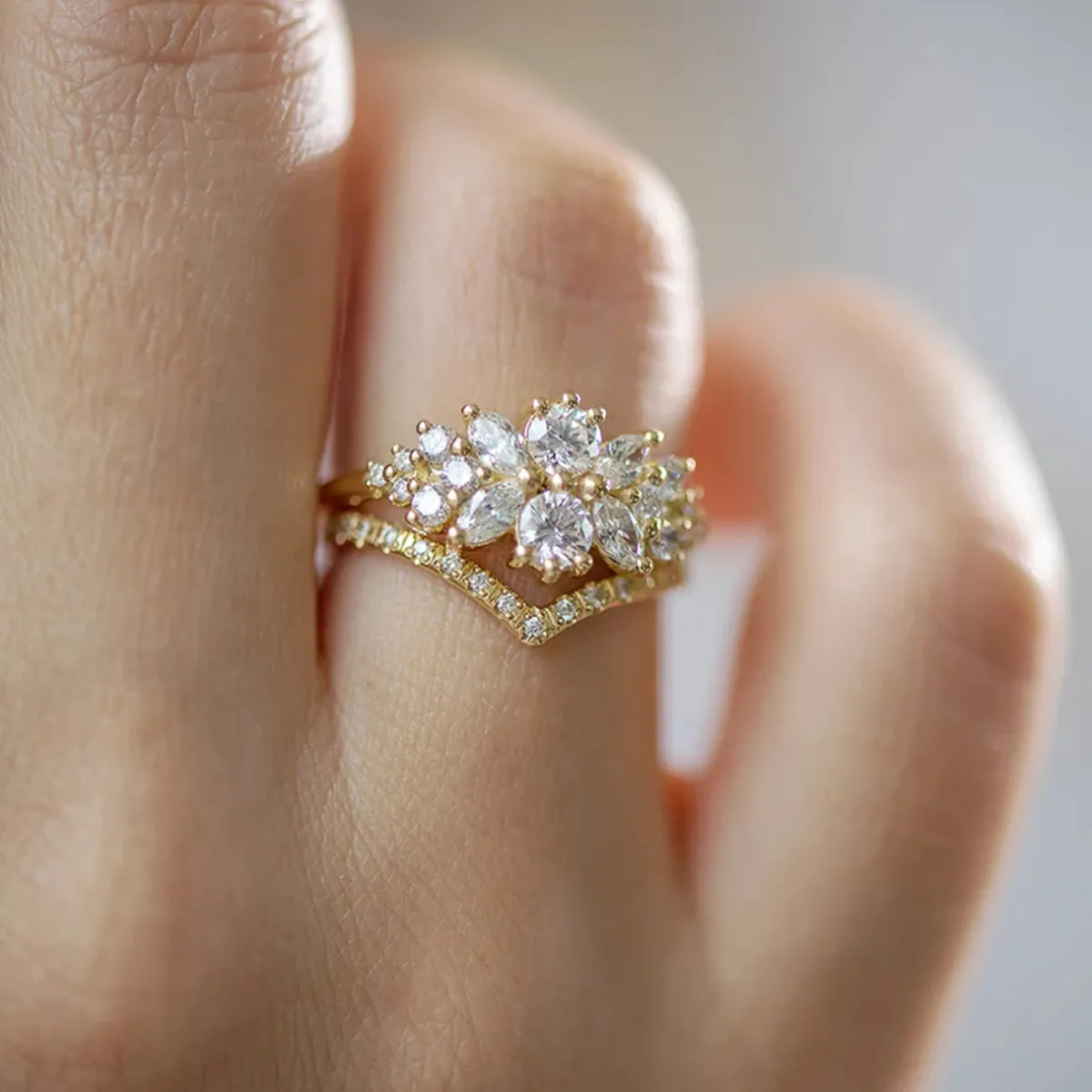 Tomfoolery Flora Cluster Engagement Ring with Round Diamonds Discount