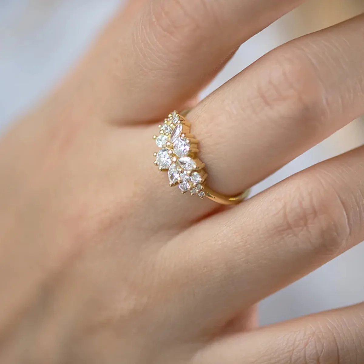 Tomfoolery Flora Cluster Engagement Ring with Round Diamonds Discount