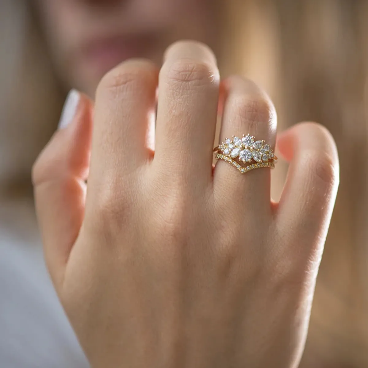 Tomfoolery Flora Cluster Engagement Ring with Round Diamonds Discount