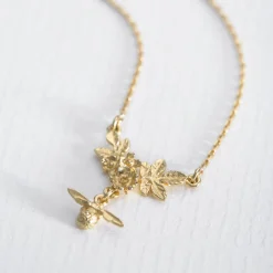 Tomfoolery Floral Cluster Drop Necklace with Bee New
