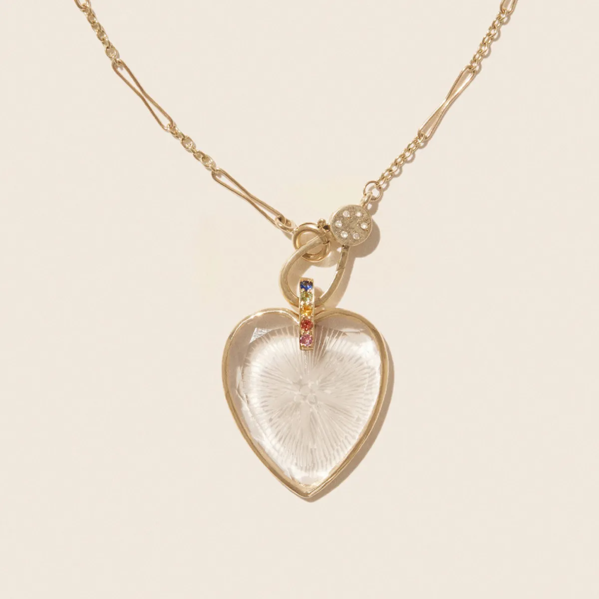 Tomfoolery Gabin N°1 Crystal & Rainbow Sapphire Heart Pendant(Out of Stock) Clearance