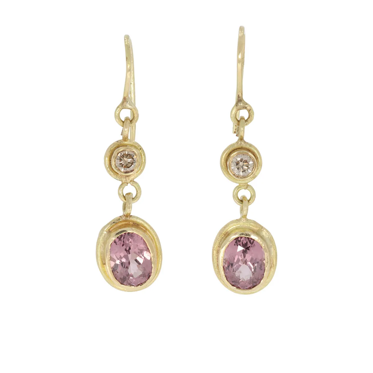 Tomfoolery Garnet and Diamond 18ct Gold Drop Earrings Best