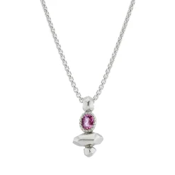 Tomfoolery Gea Column Necklace in Silver with Pink Tourmaline Hot