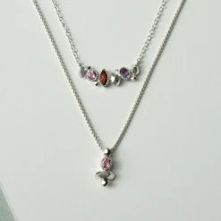 Tomfoolery Gea Column Necklace in Silver with Pink Tourmaline Hot