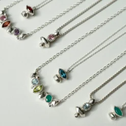 Tomfoolery Gea Column Necklace in Silver with Pink Tourmaline Hot