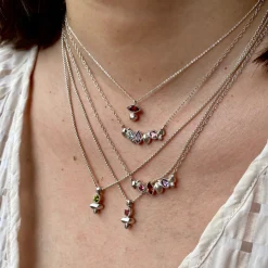 Tomfoolery Gea Column Necklace in Silver with Peridot New