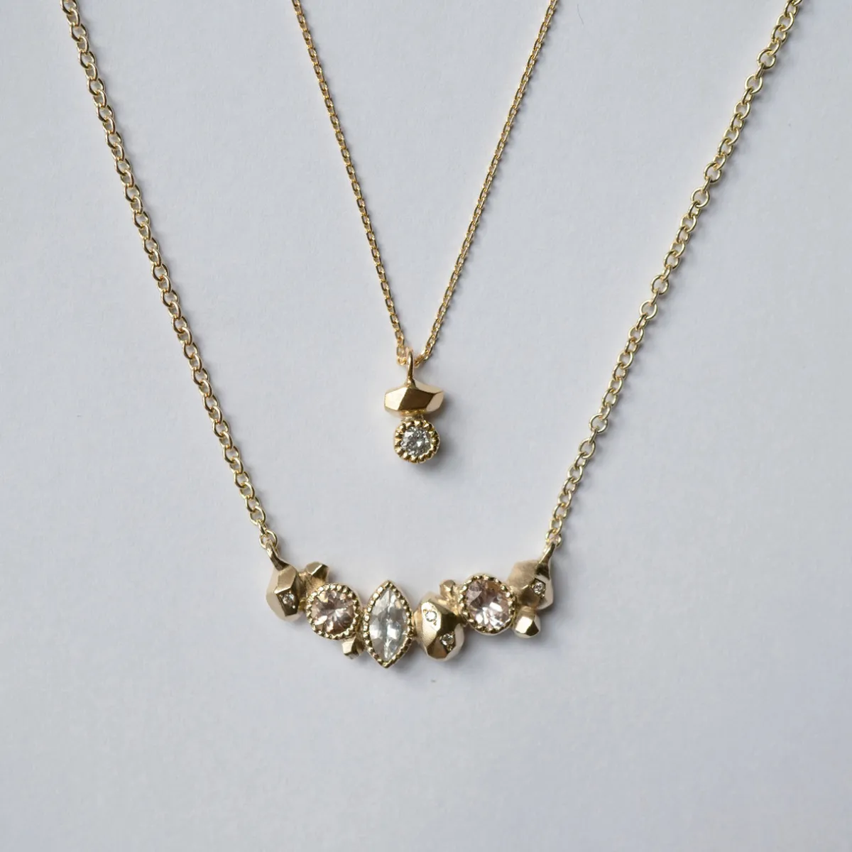 Tomfoolery Gea Duo Mini Necklace with Salt & Pepper Diamond Best