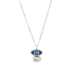 Tomfoolery Gea Marquise Necklace in Silver with Blue Topaz New