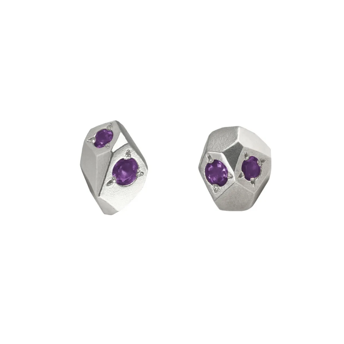 Tomfoolery Gea Medium Silver Studs with Purple Amethyst Clearance