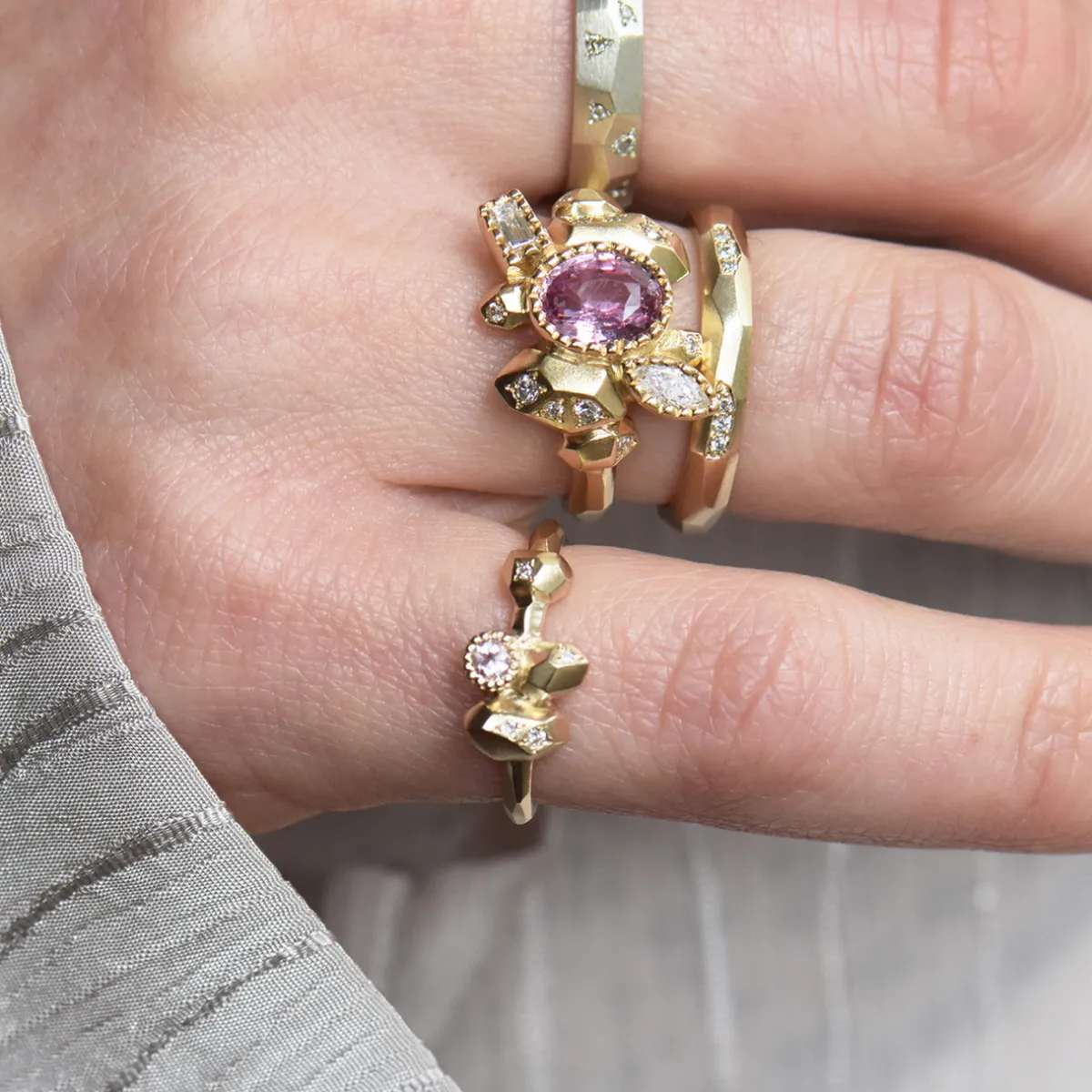Tomfoolery Gea Ring N2 with Pink Morganite & Diamonds Online