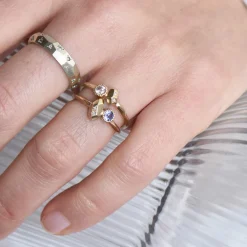 Tomfoolery Gea Ring N1 with White Sapphire & Diamonds Hot
