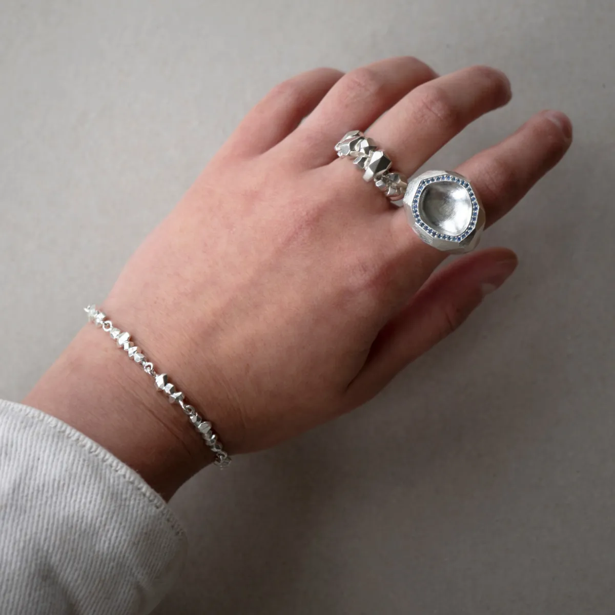 Tomfoolery Gea Silver Faceted Bracelet Online