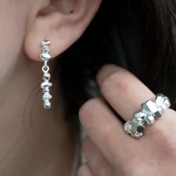 Tomfoolery Gea Silver Faceted Drop Earrings Clearance