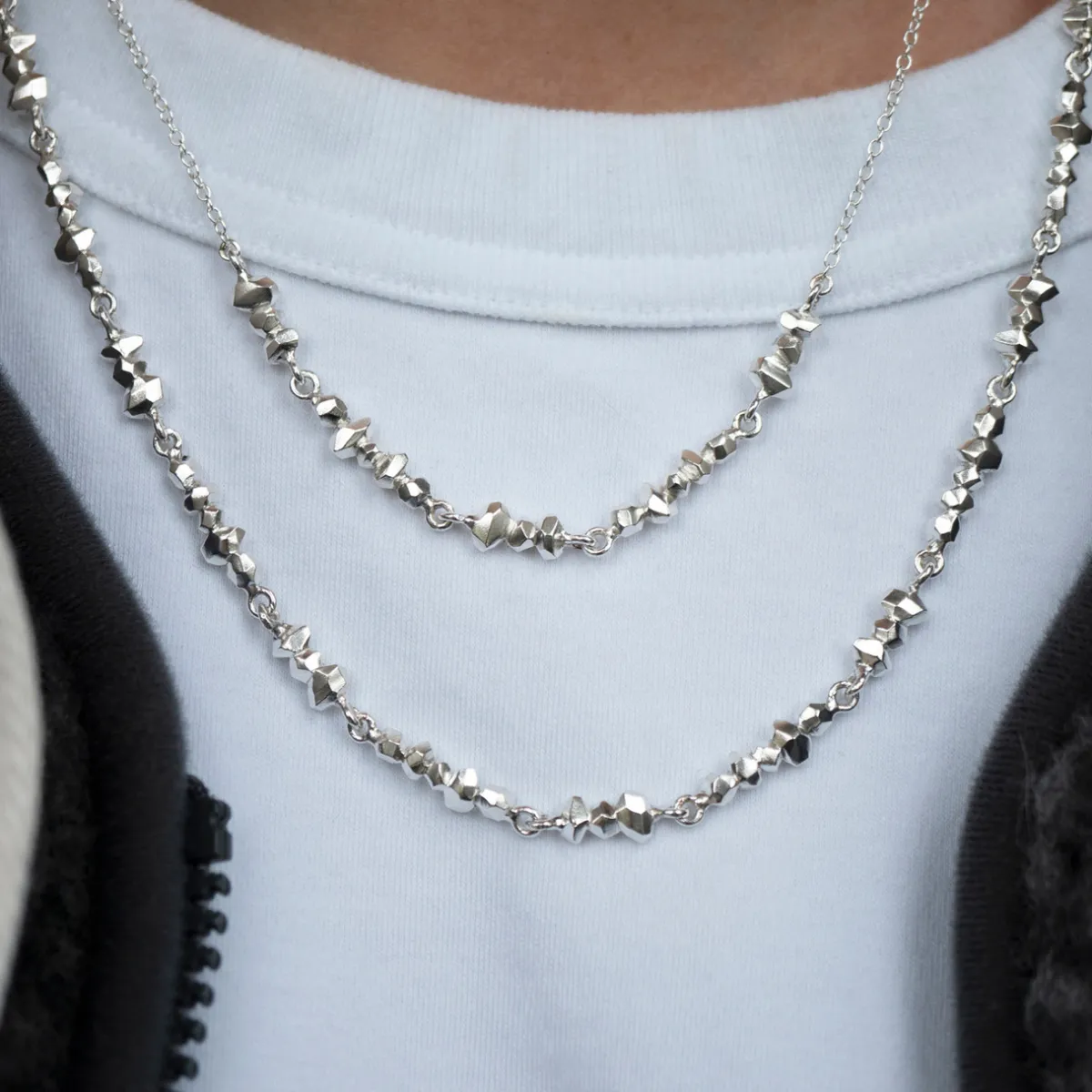 Tomfoolery Gea Silver Faceted Fragment Necklace New