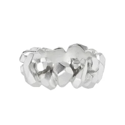 Tomfoolery Gea Silver Faceted Wide Ring Discount