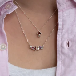 Tomfoolery Gea Trio Necklace in Silver with Aquamarine, Amethyst, Tourmaline Best