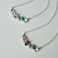 Tomfoolery Gea Trio Necklace in Silver with Tourmaline, Garnet & Amethyst Discount