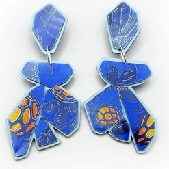 Tomfoolery Geo Brew Recycled Aluminium Drop Earrings in Blue Fashion