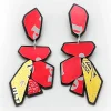 Tomfoolery Geo Brew Recycled Aluminium Drop Earrings in Red & Gold Discount